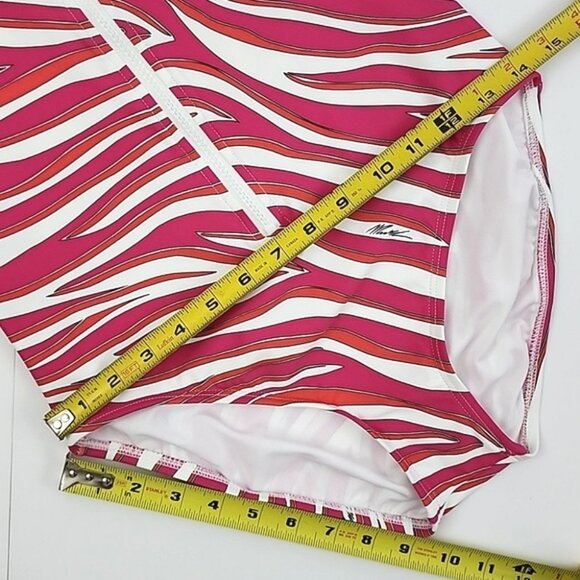 NWT Michael Kors One Piece Long Sleeves Swimsuit Electric Pink Animal Print Sz 8 - Picture 16 of 16